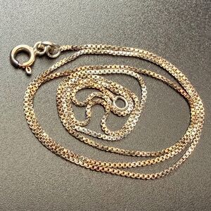 Vintage 18” Sterling Silver Box Chain Necklace .8mm 925 Italy Signed, Dainty #8